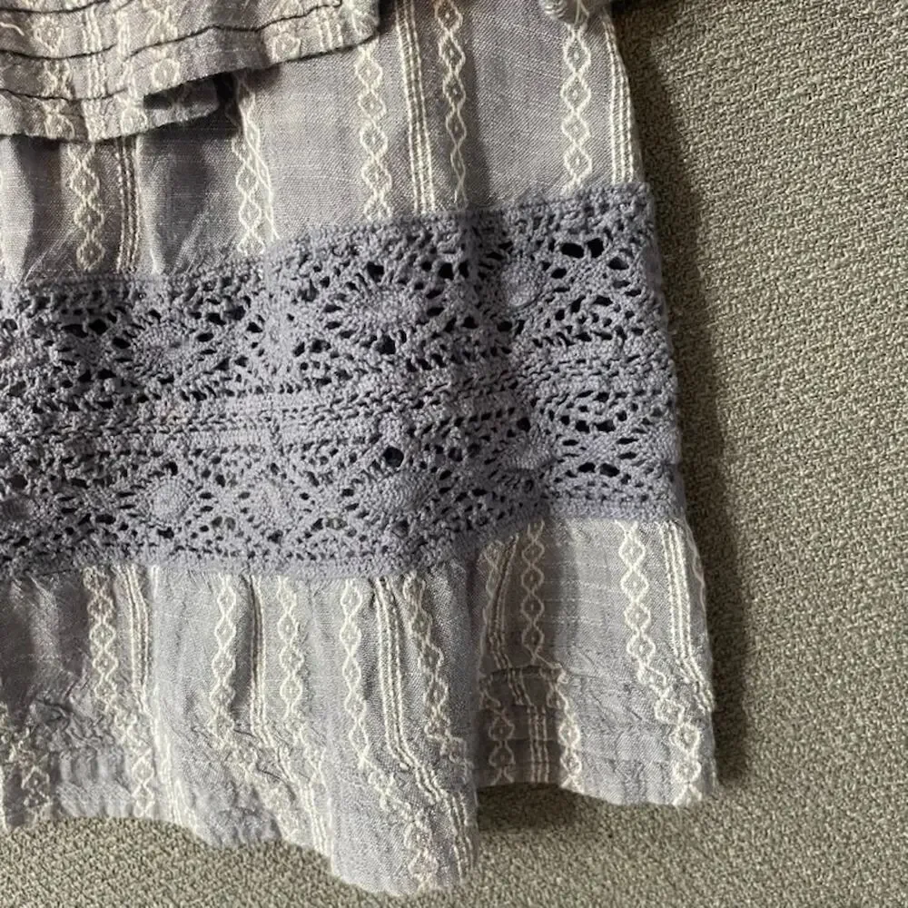 Elan Cotton Short Tiered Skirt Crochet Ruffled Boho Sz S